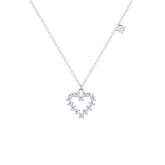 Asfour Crystal Chain Necklace With Heart Pendant In 925 Sterling Silver-ND0399